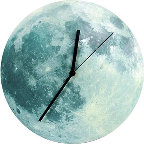 30cm Glowing Moon Wall Clock Waterproof PVC Acrylic Luminous Hanging Clock Moon Clock Home Living Room Bedroom Decoration