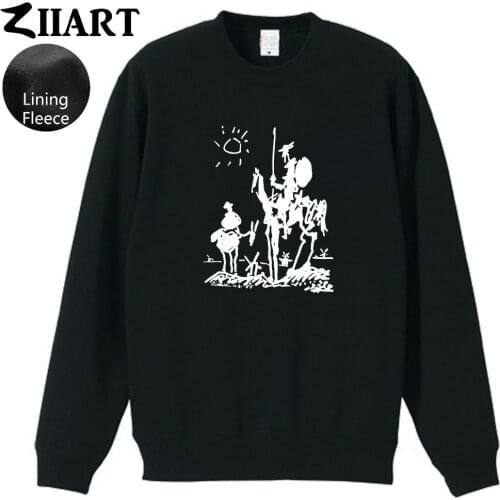 Pablo Picasso painting Don Quixote de la Mancha the Windmill couple clothes boys man male fleece Sweatshirt