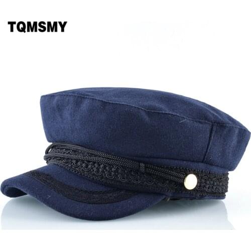 TQMSMY Unisex Bone Military Hats For Men baseball cap womens Woolen fabric caps Double Layer warm Gorros Lady Flat Berets