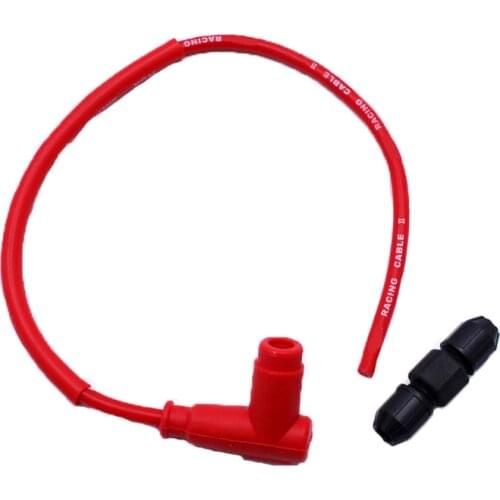 50CM Ignition Coil Spark Plug Iridium Power Cable Wires Cap Cover For BMW Handa Red