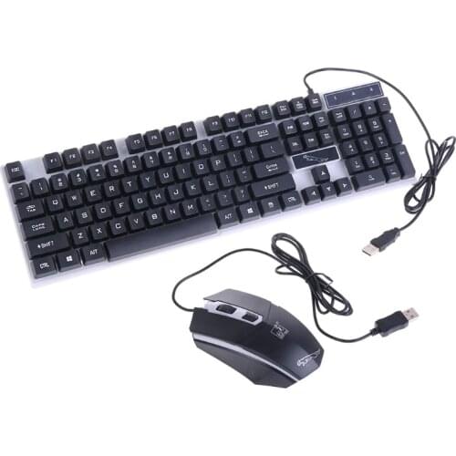 USB Charging Light Keyboard and Mouse Kit Rainbow LED Gaming Equipment for PS4 77HA