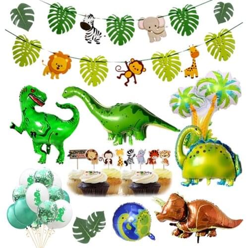 Dinosaur Balloon Birthday Party Animal Banner Decor Kids Boys Ballons Birthday Safari Party Dinosaur Jungle Theme Party Baloon