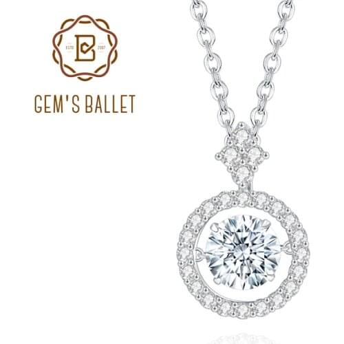 GEMS BALLET 925 Sterling Silver Pendant For Women Jewelry Moissanite Diamond Necklace with Twinkle Setting Moissanite Stone