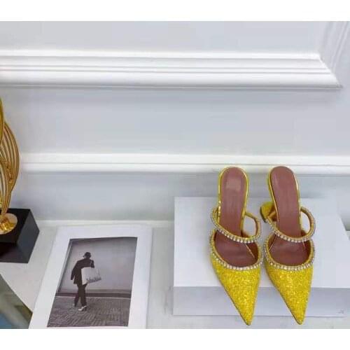 Woman Designer Shoes Am Gilda Glittered Mules Gilda Glitter Pointed Toe Mule Glitter Embellished Crystal Paris Italy Sandals