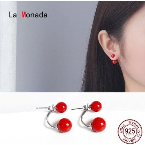 La Monada Stud Earrings For Women Silver 925 Minimalist Bead Fine Women Earrings In Jewelry Stud Earrings 925 Sterling Silver