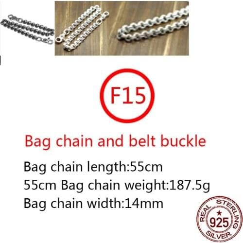 F15 S925 sterling silver bag chain trousers chain cross flower letter double ring domineering style personality fashion retro