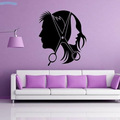 ZOOYOO Barbershop Hairdressing Wall Stickers Home Decor Beauty Salon Hair Cutting Vinyl Wall Decals Removable Wallpapers