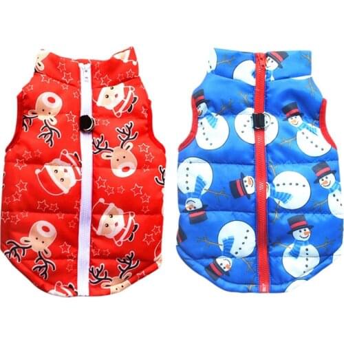 1PC Pet Dog Jacket Dog Clothes Christmas Vest For Autumn And Winter Cute Soft Zipper Coat With Leash Ring Pet Warm Jacket Supply