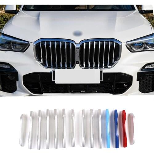 14pcs Chorme Styling ABS Exterior Car Front Grill Strip Trim for BMW X5 G05 2019 Year Accessories