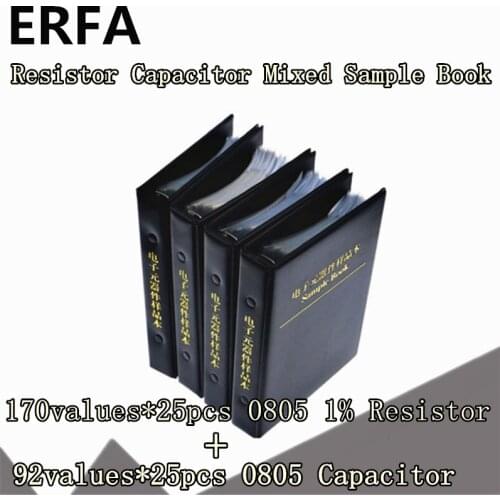 170valuesx25pcs=4250pcs 0805 SMD Resistor 0R~10M 1% + 92valuesX25pcs=2300pcs 0.5PF 0.5PF~22uF Capacitor Mixed Sample Book