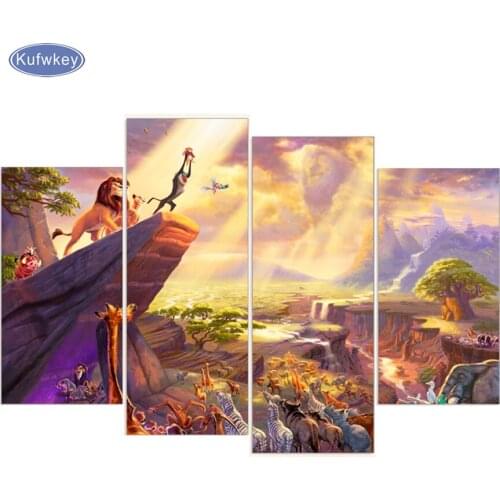4 pcs/set,Diamond Embroidery,lion king,cartoon,5D,Diamond Painting,Cross Stitch,3D,Diamond Mosaic,Decoration,Christmas gifts