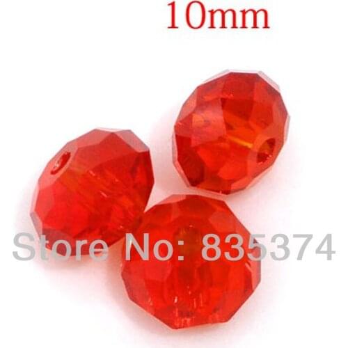 500 pcs red color Cut & Faceted Glass Beads.Spacer Beads 10mm