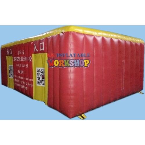 6*4m PVC Air rescue equipment inflatable fire safety tent simulated smoke room escape tent