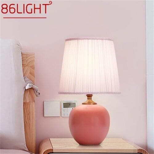 86LIGHT Touch Dimmer Table Lamp Ceramic Pink Desk Light Contemporary Decoration for Home Bedroom