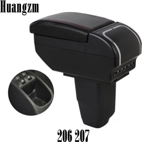 Car Center Centre Console Storage Box For Peugeot 206 207 Armrest box 9 USB Charging