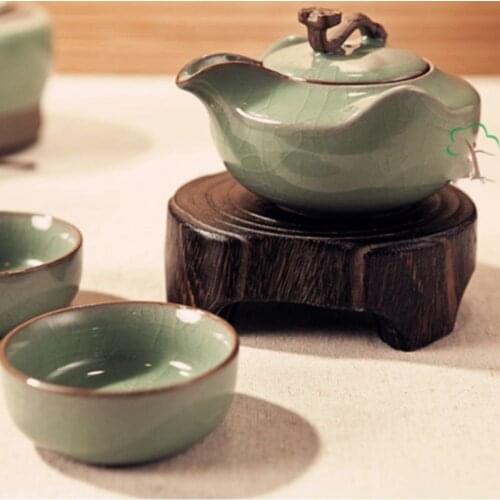 Tea Tray Solid Wood Center Teapot Decoration Teacup Cushion Tea Tray Teapot Base Wooden Pedestal Serving Tray Tea