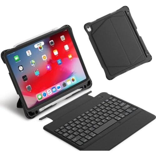 Wireless Bluetooth Keyboard Case for iPad pro 11 2018 , Premium Strong Silicon Cover Detachable Design with iPad Pencil Holder