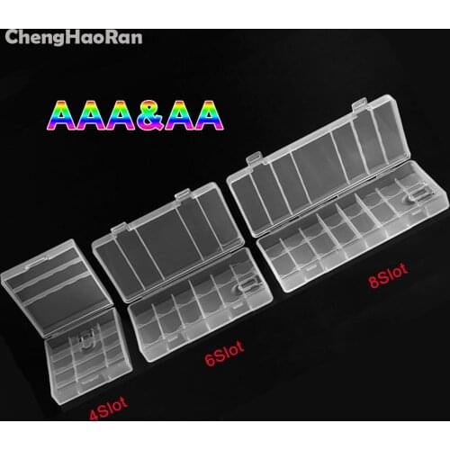 ChengHaoRan 4 6 8 10Slot Clear Plastic Box AA AAA Battery Organizer Compact Storage Box Lightweight Carrying Case Bag Holder