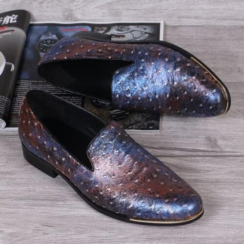 Christia Bella New Fashion Full Dot Color Matching Cow Leather Men Nightclub Shoes Large Size Personalized Man Party Dress Shoes