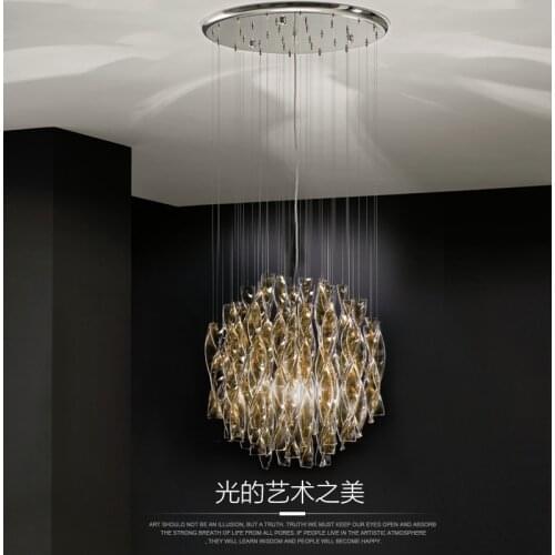 Staircase long chandelier hop layer living room hollow thread crystal glass Nordic creative art chandelier