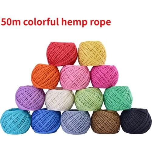 50m Jute Rope Twine Thread Hemp Rope Colorful String Handmade DIY Wedding Party Home Decoration Accessories Braided Binding Cord
