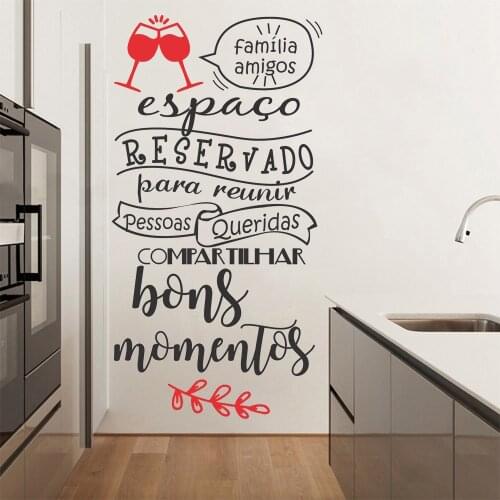 Família Amigos Espaço Reservado Portuguese Quotes Vinyl Wall Decals Waterproof Wallpaper For Bedroom Decor Stickers Mural RU2256