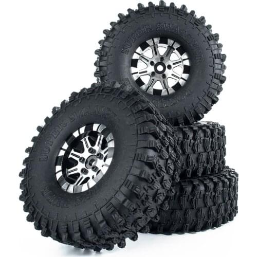 4PCS 120mm Rubber Rock Tires Set & 1.9" Wheel Rim For 1:10 RC Rocks Crawler Axial SCX10 90046 Traxxa TRAX4 D90 D110 TRX-4