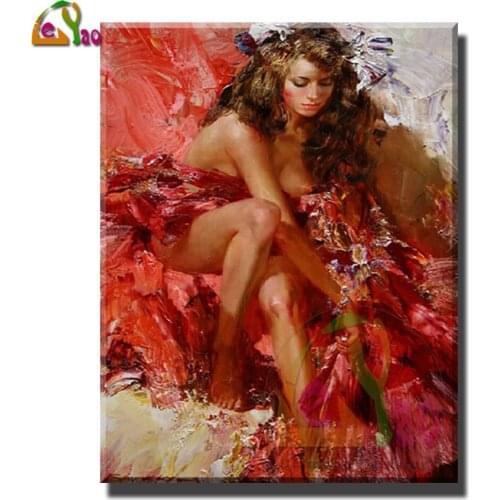 Lady in red dress Diamond Embroidery Cross Stitch 5D Rhinestones Diamond Painting Portrait Mosaic Handicraft Home Decoration