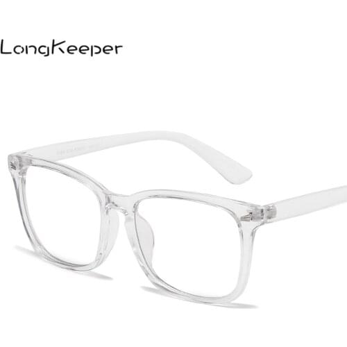 LongKeeper 2021 Fashion Anti Blue Light Blocking Glasses Frame Women Men Square Computer Eyeglasses Transparent Eyewear Frame