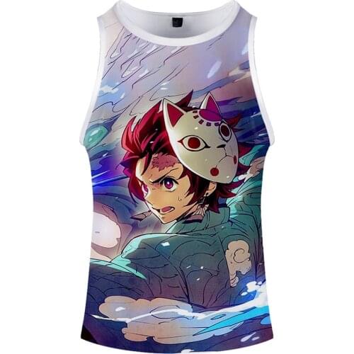 Demon Slayer Kimetsu no Yaiba Tank Top Cool 3d Printed Singlets Men Hip Hop Streetwear Undershirt Sleeveless Shirt O Neck Vest