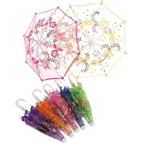 Mini Lace Umbrella Doll Accessories Handmade Dolls Embroidered Umbrella For 1/3 1/4 1/6 Dolls Toy Accessories
