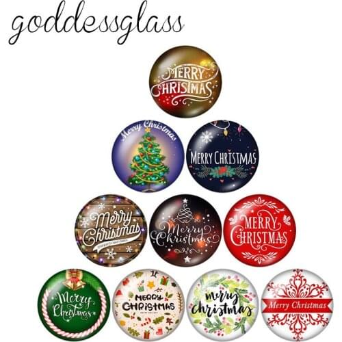 Fashion Beauty Christmas letters 10pcs 12mm/18mm/20mm/25mm Round photo glass cabochon demo flat back Making findings ZB0587