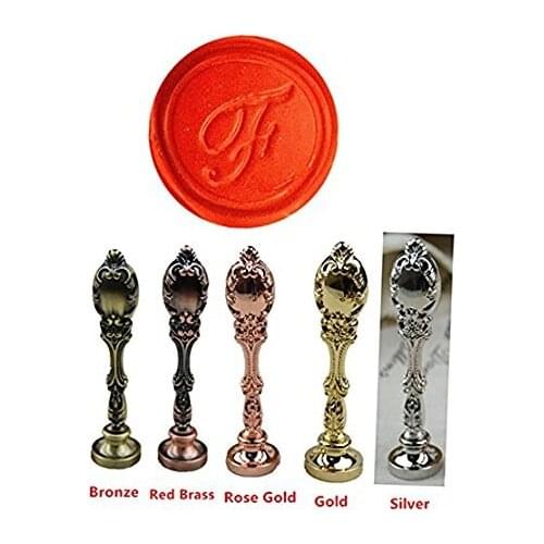 ITeal Alphabet Initial F Silver Luxury Wedding Invitation Wax Seal Stamp Peacock Metal Handle Set