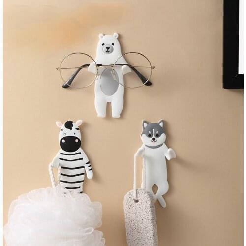 Wall Hanging Hook Cartoon Animals Storage Hook Free Nail Single Wall Hooks Decorative Home Decor Wall Hook Key Hair Pin Holder