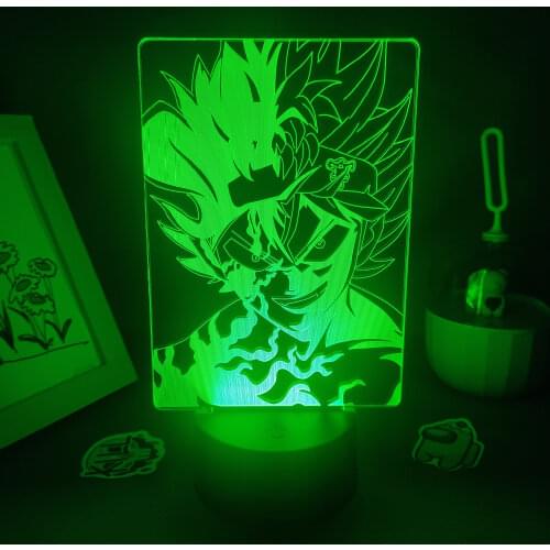 Black Clover Anime Figure Asta 3D LED Lamps RGB Neon Night Light Bedroom Bedside Table Decoration Birthday Manga Gift For Friend