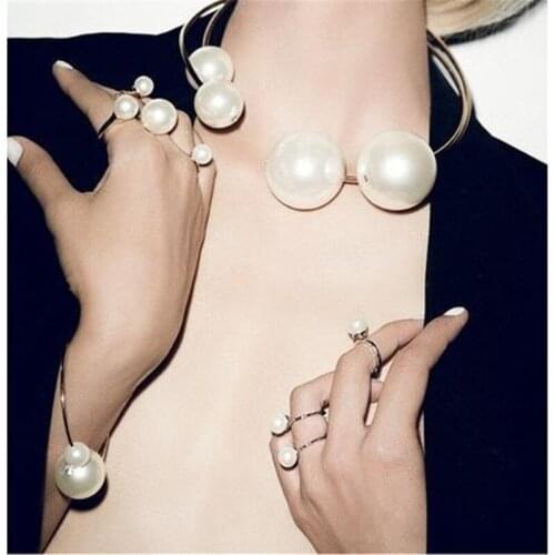 2020 New Hand ornaments U-shaped Open your mouth Ring Open your mouth Adjustable Simulated pearl rings for women