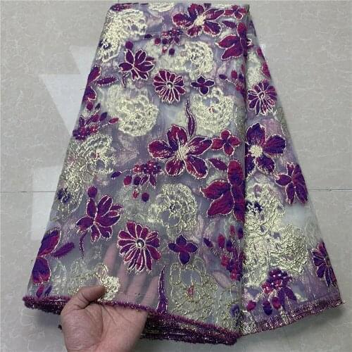 Latest 5 Yards Organza Brocade Jacquard Fabric African Laces 2021 High Quality Nigerian Fabrics for Sewing Dress zp099