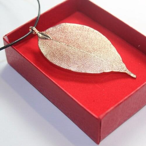 New Arrival 24k Gold/Rose Gold Color Leaf Pendant Necklaces Natural Leaf Pendant Statement Sweater Neckalce For Women Gift