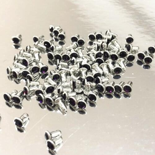 New Coming DIY 100PCS 4MM CZ++ Dark Purple Crystal Rivets Leather Craft Punk Studs Fit Leather-Craft DIY Making Shipping Free