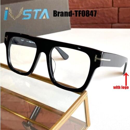 IVSTA Tom TF0847 with Logo Top Quality Steampunk Glasses Men Luxury Brand Designer Spectacle Frame with Box Myopia Glasses Big
