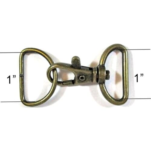 1" Lobster Swivel Clasp + D Ring - Antique Brass - Set of 50