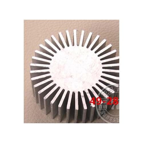 2PCS 15W Solid LED lamp bead sunflower radiator 49*28*10~100mm round aluminum alloy radiator 49*28*70mm sunflower heat sink