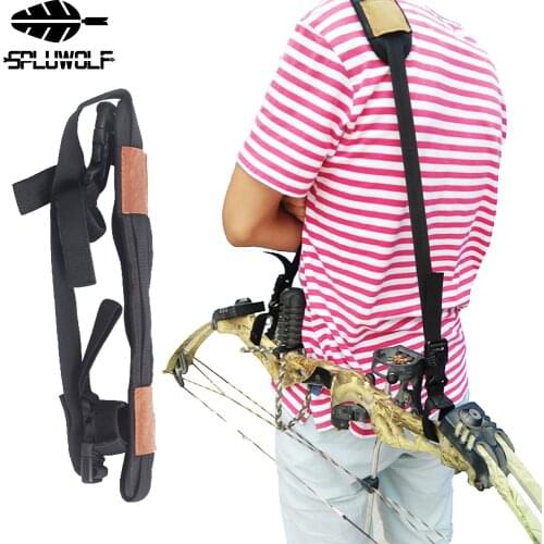 Adjustable Archery Compound Bow Carry Band Shoulder Belt Strap Holder Arrows Bag