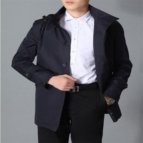 Hooded mens trench coats mantel jacket for men style man single-breasted european clothes long sleeve spring autumn plus size
