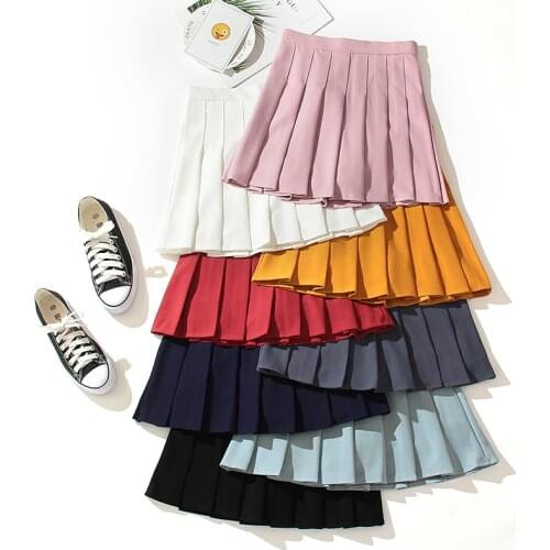 Large Size Preppy School Uniform High Waist Pleated Skirts Kawaii Harajuku Skirts Women Girls Lolita A-line Sailor Skirt