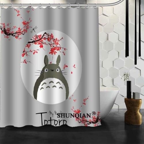 Totoro Shower Curtains Bath Products Bathroom Decor with Hooks Bath Waterproof Polyester Fabric Washable Bathroom Curtains