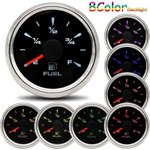 Waterproof 52MM Fuel Level Gauge with Cup Fuel Level Meter for Boat Marine RV 7 Color Backlight Oil Level Tank Indicator