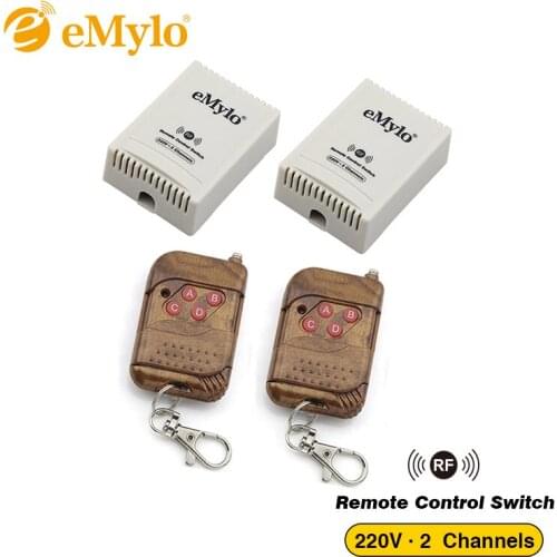 EMylo Light Switch RF AC 220V 1000W 2X 2 Channels Relays 433Mhz Smart Switch Wireless Remote Control Switch Momentary Toggle