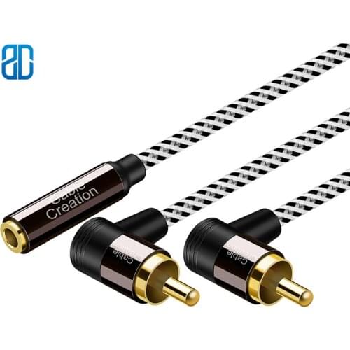 3.5MM to RCA Stereo Audio Y Splitter 2RCA Male to 3.5MM Female 90 Degree Right Angle Cable for TV, MP3 Tablets Speakers