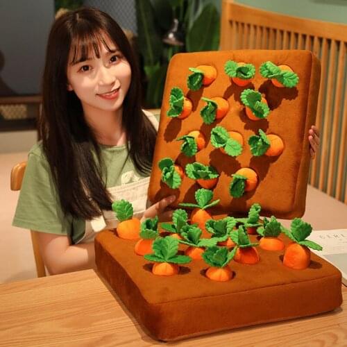 Funny Radish Field Plush Toys Cartoon Plush Cushion with Several Carrots Dolls Simulation Educational Toys for Kids Students